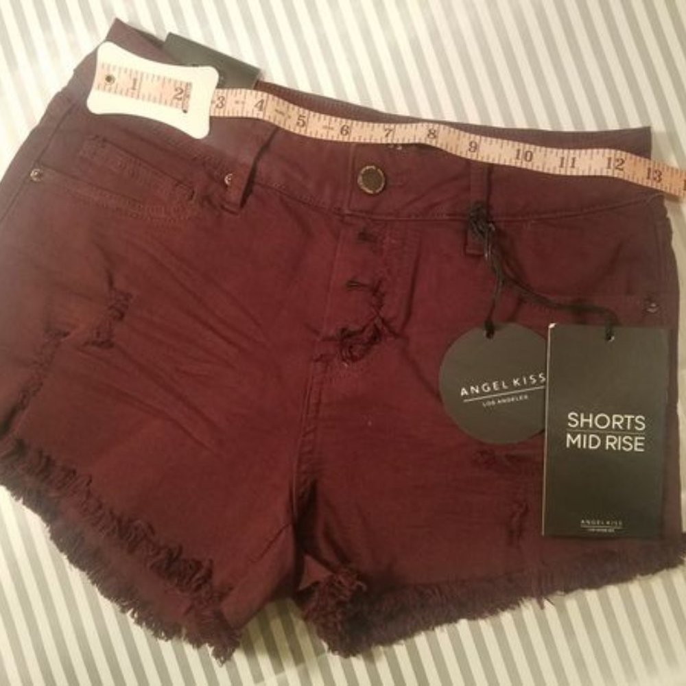 New with tags Angel Kiss Burgundy Mid Rise Shorts